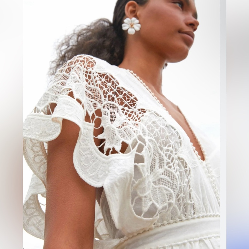 NWT FARM RIO Off White Richelieu Midi Dress - Picture 2 of 6